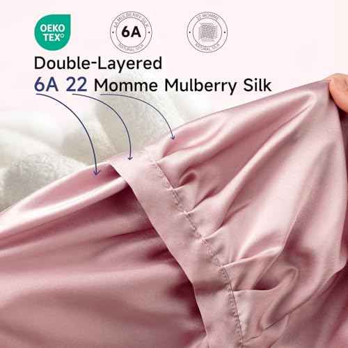 Kaome 100% Mulberry Silk Bonnet for Sleeping Women, 22 Momme Double Layer Silk Hair Wrap, Non-Slip Sleep Cap with Adjustable