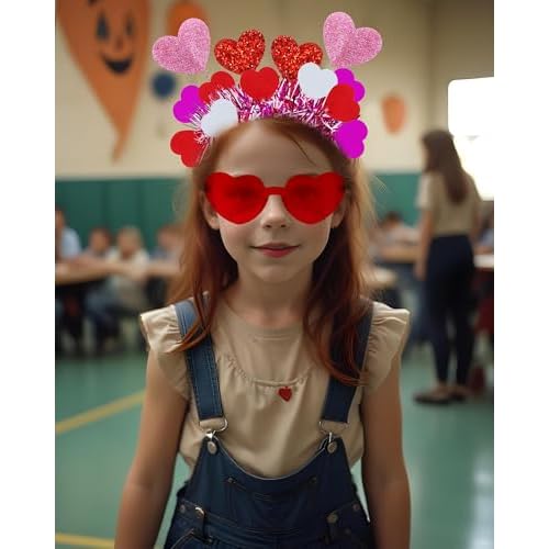 Valentine Heart Headband and Heart Sunglasses for Halloween Valentine's Day Wedding Birthday Party Accessoires