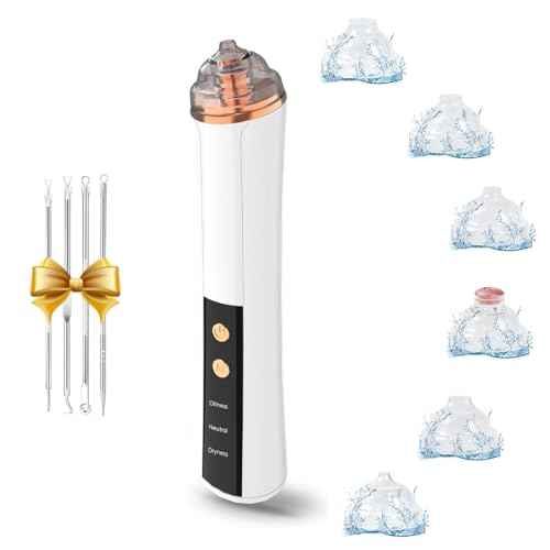 Blackhead Remover Pore Vacuum,Facial Pore Cleaner-6 Suction Power,3 Adjustable Suction Levels,USB Rechargeable Blackhead Vacuum Kit Electric Acne Extractor Tool for Women & Men (White)
