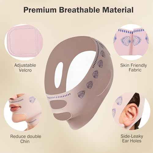 MASIKA Chin Strap for Sleeping£¬V-Line Mask,£¬V-Line Lifting Chinstrap£¬Jaw Exerciser, Reusable Face Strap.Jaw Strap,Jawline Shaper,Double chin strap£¬Chin lifting strap£¬Face lifting strap£¬Leaf,M