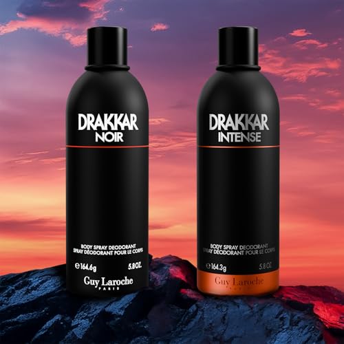 Guy Laroche Drakkar Intense, Seductive & irresistible Body Spray, Ambery fougere fragrance, Long Lasting Mens Cologne, Body Spray for Men 5.8 Fl.Oz