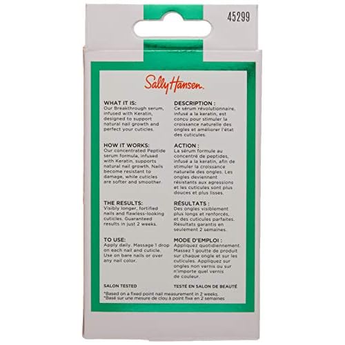 Sally Hansen Nail Treatment Nailgrowth Miracle¢ç Nail Strengthener | Nail Serum with Biotin & Peptides | Strengthens, Protects & Promotes Growth | Clear Nail Polish