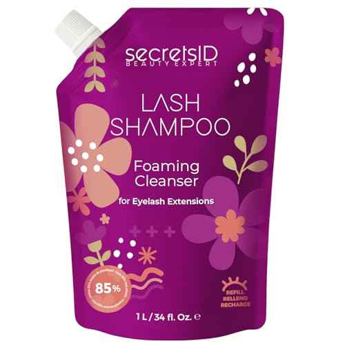 Professional Lash Shampoo for Extensions - 1 Litre Eco-Refill Bulk - Salon-Grade Eyelash Cleanser, Oil-Free, Fragrance-Free, Made in America ? Lash Wash Concentrate