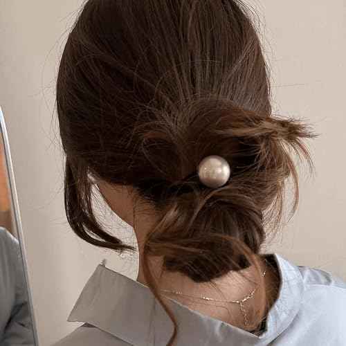 8PCS Pearl Hair Scrunchies for Women, Pearl Hair Ties, French Band Large Rope Pearl Ponytail Holders Hair Band Tie Single Pearl Elastic Hair Rope Decorative Hair Accessories for Women and Girls