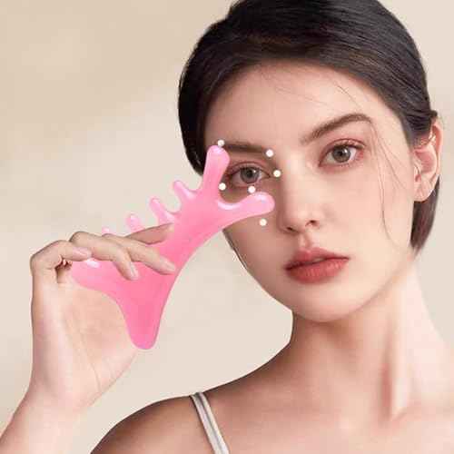 WOLAIYE 4-in-1 Massage Comb, Gua Sha Tool, Neck Body Face Eye Massager Tool for Jaw Lifting Lymphatic Drainage Nose Sculpting Stress Relief Home Office Care Gifts