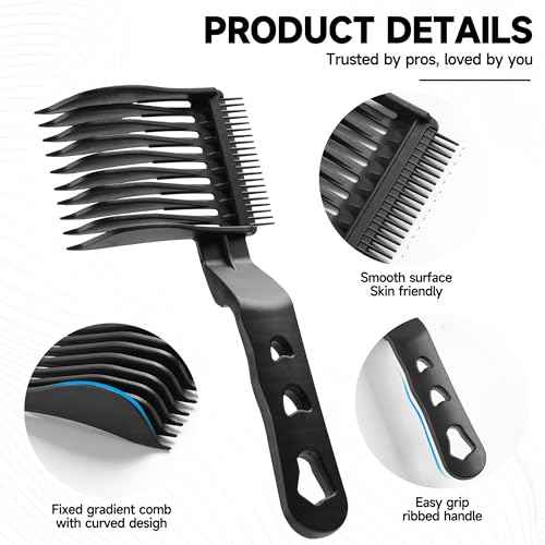 2 Pcs Blend Friend Fade Comb, Barber Fade Comb, fade comb for men haircut, Uitable for Home, Salon Use, Compatible With all Hair Clippers Barber Accessories (Black)