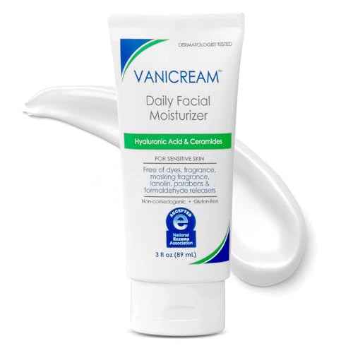Vanicream Daily Facial Moisturizer With Ceramides and Hyaluronic Acid - Formulated Without Common Irritants for Those with Sensitive Skin, 3 fl oz (Pack of 1)