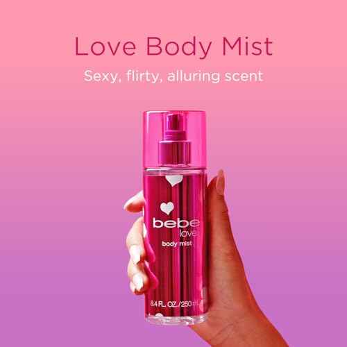 Bebe Love Body Mist - Body Spray for Women - Floral Fruity Fragrance Mist - Romantic Scent with Sicilian Lemon, Redcurrant, and Pink Freesia - 8.4 oz