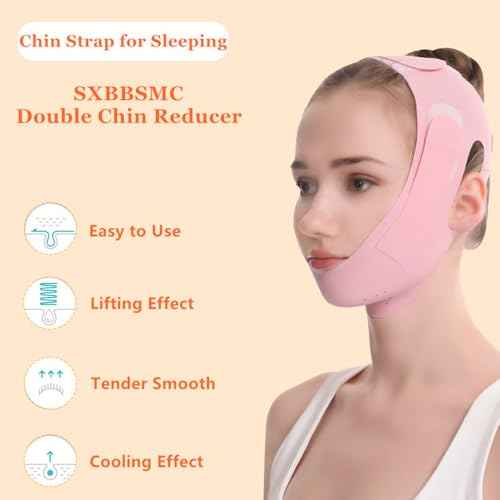 Chin Strap for Sleeping - Double Chin Reducer, Face V Line Lifting Mask, Reusable Jawline Shaper for Women