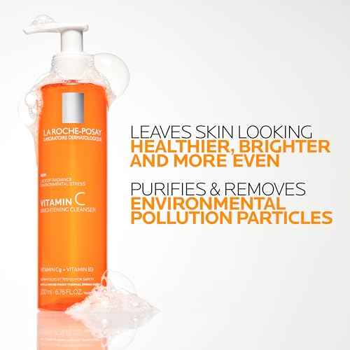 La Roche-Posay Vitamin C Brightening Face Wash, Gentle Foaming Facial Cleanser with Vitamin Cg and Vitamin B3 to Brighten and Even Skin Tone, Vitamin C Face Wash that Cleanses Dirt & Makeup, 200ml