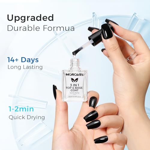 Morovan Base Coat Nail Strengthener: 3 IN 1 Nail Growth Top Coat Clear Quick Dry Nail Polish Strong Repairs Damaged Nail Hardener Long Lasting Shine No Chip Fingernail Treatment Care for Women Girls