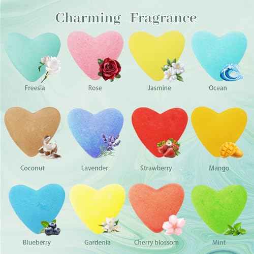 12 Pcs XXL Bath Bombs for Women Gift Set, Valentine's Day Bubble Bathbombs for Girlfriend, Her, Girls, Wife, Shea & Coco Butter Dry Skin Moisturize, SPA Relaxing Aromatherapy, Mothers Day Gift
