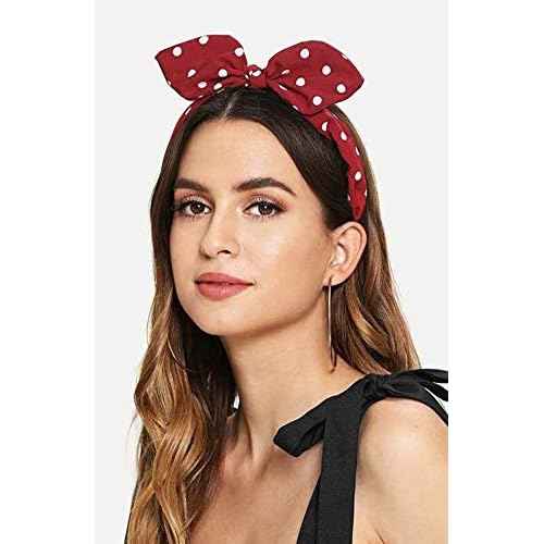 Huachi Bow Headbands for Girls Women Red Polka Dot Headwrap Cute Turban Hair Hoop Knotted with Bunny Ears Vintage Hair Accessories