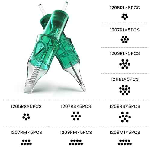A-minusone 50Pcs Mixed Size #12 Tattoo Needles 5Pcs each of 5RL, 7RL, 9RL, 11RL, 5RS, 7RS, 9RS, 7RM, 9RM, 9M1 Assorted Disposable Tattoo Cartridge Needle Pro Sterilization & Safety for Tattoo Machines