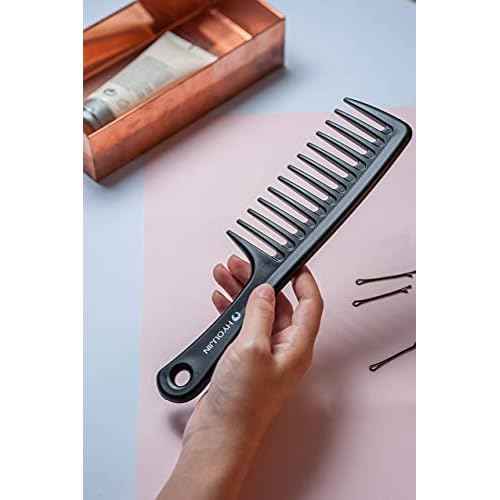 HYOUJIN Black Large Wide Tooth Detangler Paddle Brush - Best Styling Comb for Curly, Wet, Long Hair