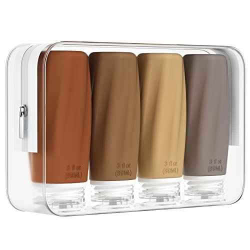 Morfone Travel Bottles for Toiletries, 3oz Tsa Approved Travel Size Containers Leak Proof Squeezable Travel Accessories Refillable for Shampoo Conditioner Lotion Liquids(Brown)