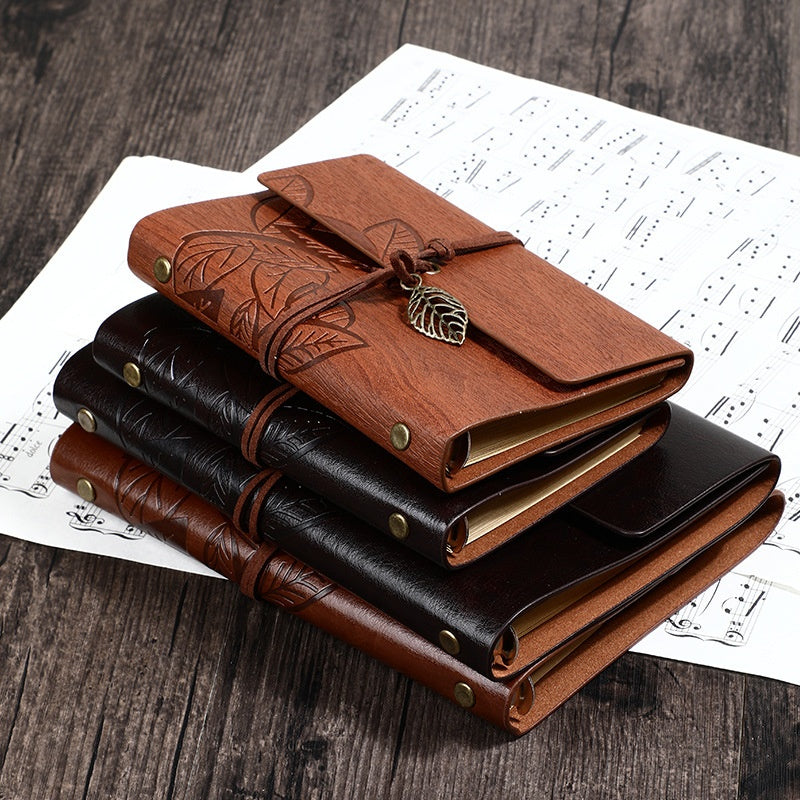 Vintage Travel Notebook - Loose Leaf Diary with Imitation Leather Cover