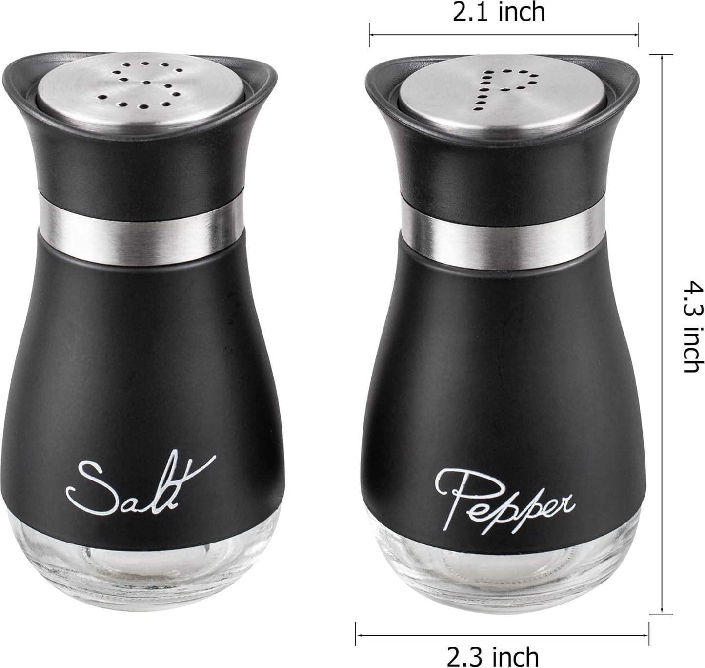 Salt and Pepper Shakers Set - 4 Oz Glass Bottom Spice Dispensers