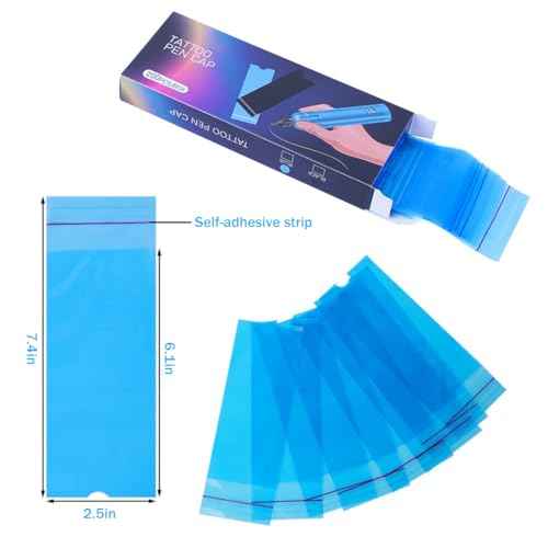 200Pcs Tattoo Machine Covers Self-adhesive Type 2.5¡¿7.4 Inch + 250Pcs Tattoo Wash Bottle Bags 6¡¿10 Inch - Blue Tattoo Pen Covers Machine Bags Tattoo Bottle Cleaning Bags for Tattoo Cleaning Supplies