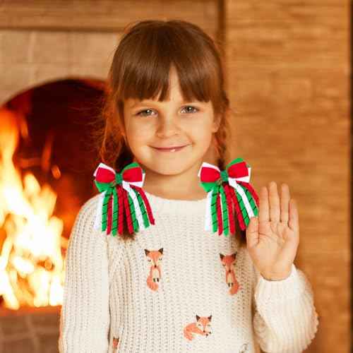 Christmas Hair Bows for Girls ? Curly Ribbon Christmas Hair Clips Handmade Cheer Bows Non-slip Alligator Clips Xmas Hair Accessories for Christmas Party & Kids Gifts