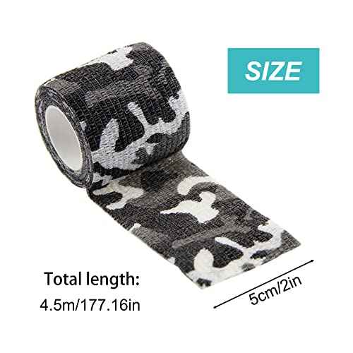 VideoPUP Tattoo Grip Cover Wrap,12PCS Disposable Cohesive Tattoo Grip Cover Elastic Bandage Handle Grip Tube for Tattoo Machine Tattoo Grip Accessories,Black&White Camouflage