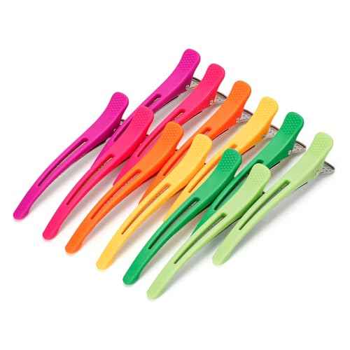 12PCS Hair Clips for Styling - No Crease Hair Clips for Women - Non Slip Duck Billed Hair Roller Clips with Silicone Band - Salon Hair Sectioning Clips