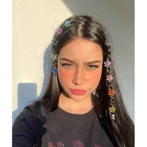 Small Flower Hair Clips for Women, 50 Pcs Hawaiian Mini Plumeria Flowers Hair Claw Clips, Tiny Hibiscus Decorative Hair Accessories