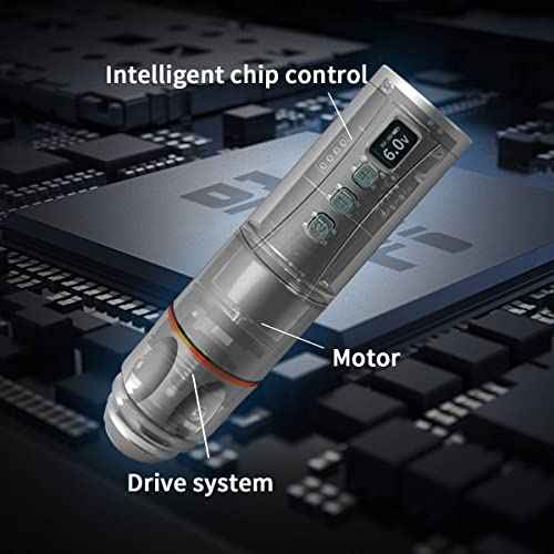 BRONC V7 Tattoo Machine Rotary Pen Style Supply Coreless Motor 2,000mAh Battery Power (4.0mm Stroke) Grey