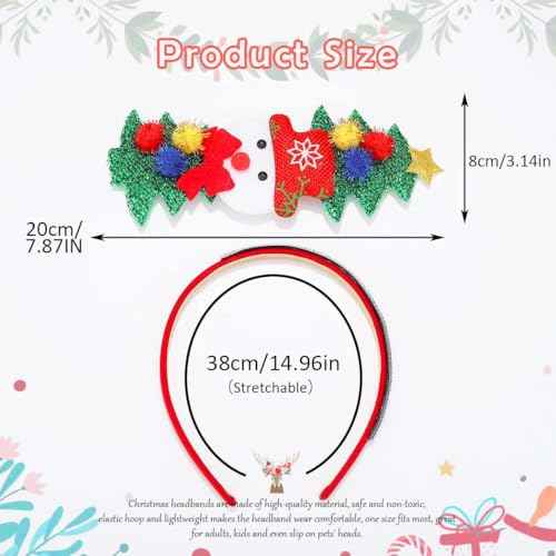 CAKURE Christmas Headband Xmas Hair Accessories Red Green Hair Hoop Holiday Party Headwear Decoration for Women and Girls