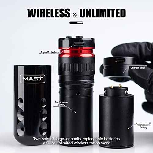 Mast Racer Wireless Tattoo Pen Machine Dual Battery Rotary Tattoo Gun Upgraded Brushless Mcore Motor Compact Design for Comfort & Precision Control
