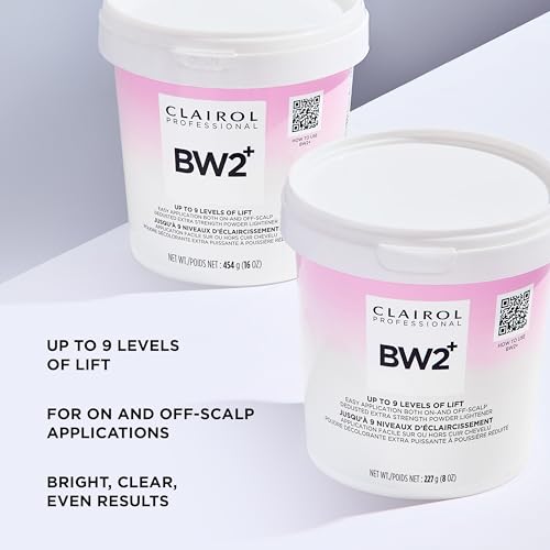 Clairol Professional BW2+ Extra Strength Powder Lightener, Up to 9 Levels of Lift for Hair Highlights & Lightening