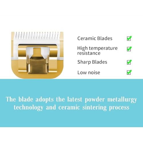 Professional Detachable Replacement Ceramic Blades Set,Cut Length,Compatible with Andis AGC,BDC,BGC,MBG Series/Oster Classic 76/Star-Teq/Power-Teq/A5 Clipper (1.2MM-9.5MM 4PACK) Golden