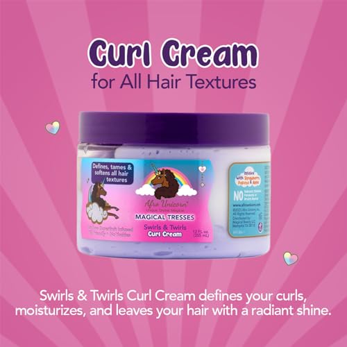 Afro Unicorn Curl Cream - Defining, Taming, and Softening Curly, Coily, and Wavy Hair Cream - Contains Coconut Oil - 3 Pack