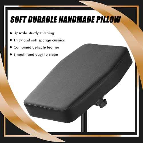 POARMEEY Tattoo Arm Rest Stand Adjustable Height and Tilt Black Leather Pad Professional Heavy Equipment for Tattoo Studio