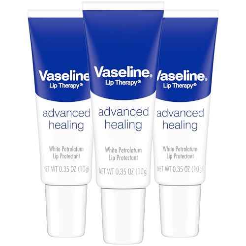 Vaseline Lip Therapy Advanced Healing 3-Pack ? White Petroleum Moisturizing Lip Balm for Extremely Dry Lips, 0.35 Oz Ea