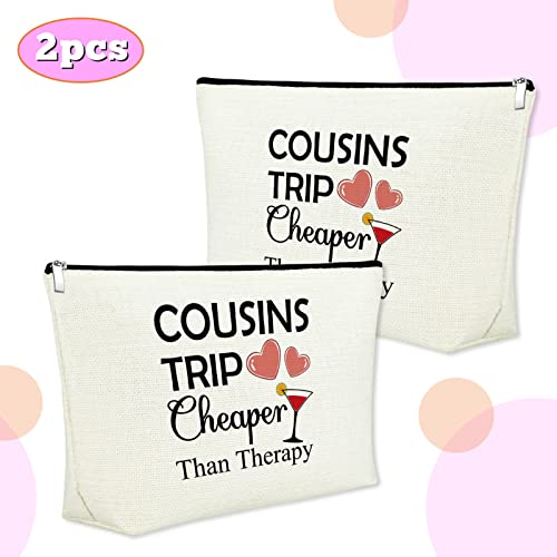 Cousin Makeup Bags for Women 2 Pieces Cousins Trip Gifts Bags Bulk Inspirational Gift for Cousin Gifts from Cousins Funny Gifts for Cousin Cosmetic Bag Female Friendship Weekend Gifts Birthday Gift