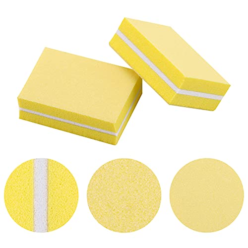 100 Pcs Mini Buffers for Nails 180/100 Grit Nail Buffers for Nail Care(Yellow)