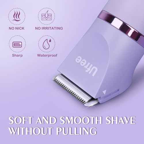 Ufree Bikini Trimmer Electric Razors for Women, Rechargeable Pubic Body Hair Trimmer Electric Shaver for Legs Body Hair, Bikini Shaver IPX7 Waterproof, Gifts for Women, Purple
