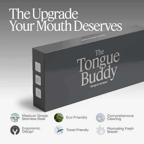 TheTongueBuddy¢â Effective Tongue Scraper for Adults - Ergonomic Tongue Cleaner Promotes Fresher Breath, Travel-Friendly Beauty and Personal Care Essential (Onyx Black)
