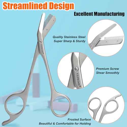 Eyebrow Trimming Scissors with Comb, Gifts For Men Women Stocking Stuffers, Stainless Steel