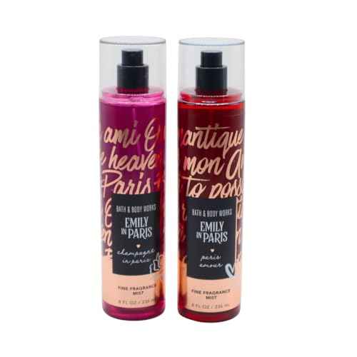 Bath & Body Works EMILY IN PARIS Collection - PARIS AMOUR and CHAMPAGNE IN PARIS Fine Fragrance Mist 2-piece Gift Set with a Red Bow for Holidays - Full Size