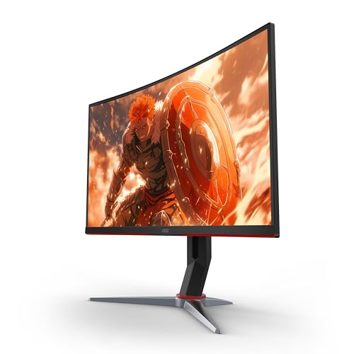 AOC C27G2Z 27" Curved Frameless Ultra-Fast Gaming Monitor, FHD 1080p, 0.5ms 240Hz, FreeSync, 2x HDMI 2.0, 1x Display Port, Height Adjustable, Xbox PS5 Switch Ready, 3-Year Zero-Bright-Dot