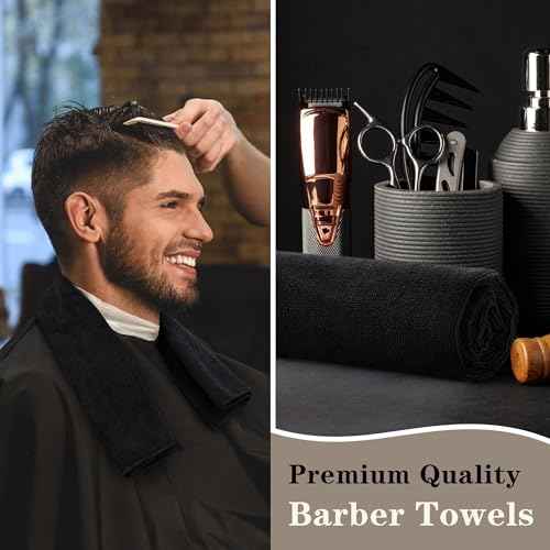 FIXSMITH Salon Towels 12 Pack, Black Hand Towels for Bathroom, Quick Dry Gym Towels, Spa Face Towel, Absorbent Microfiber Towels for Salon, Barber, Gym, Bath, Pedicure and Home Hair Care,16 x 27 in