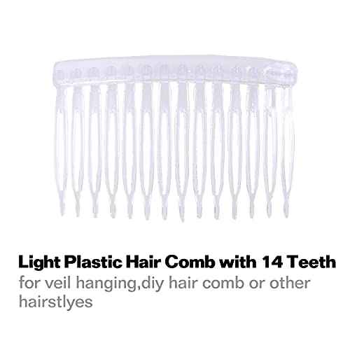Cinaci 30 Pack Small Clear White Plastic Hair Side Combs Slide Bun Holder with 14 Teeth DIY Headpieces Thin Fine Hair Clips Grips French Twist Barrettes Accessories for Women Girls Wedding Brides Veil