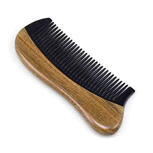 Exquisite Natural Ox Horn Pocket Hair Comb - Natural Green Sandalwood Buffalo Horn Comb 100% Handmade Premium Quality Anti-Static Comb Without Handle (Palm Siz)