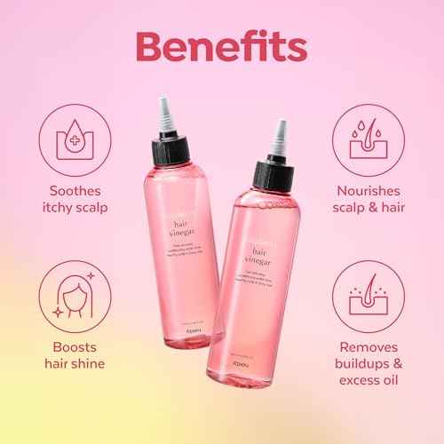 A¡¯PIEU Raspberry Hair Vinegar - Deep Scalp Clean & Detox for Oily Scalp, Buildup & Dandruff Scalp Treatment, pH-Balancing Rinse for Fresh, Shiny Hair, Korean Hair Care, 6.76 fl oz