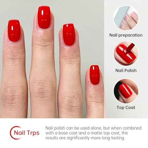 COSMOO Red Nail Polish, 12ml Classical Red Quick Dry Nail Lacquer for Nail Art Varnish, 0.41 fl oz