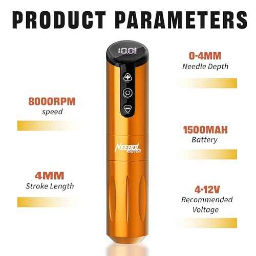 Neebol Wireless Tattoo Gun Kit, Rotary Tattoo Pen with 6h Battery Life, Digital Screen Display, Extra Black Ink, Complete Tattoo Gun Kit for Beginners and Professionals, Cordless Machine, Pink