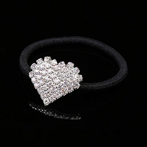 Hair Tie, Fashion Bling Crystal Rhinestone Hair Accessories for Women Girls (Silver Heart Scrunchies, Bands, Ropes, Circles, Elastics, Headband)