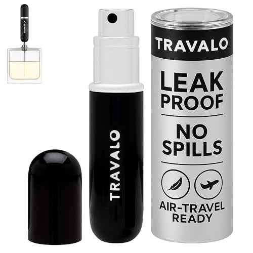 Travalo Classic HD Perfume Atomizer - Leak-Proof and TSA Approved for Air Travel - Reusable, Airtight, Easy-Fill Mini Pump Sprayer - Lightweight, Elegant Design w/Volume Window - Black 0.17oz